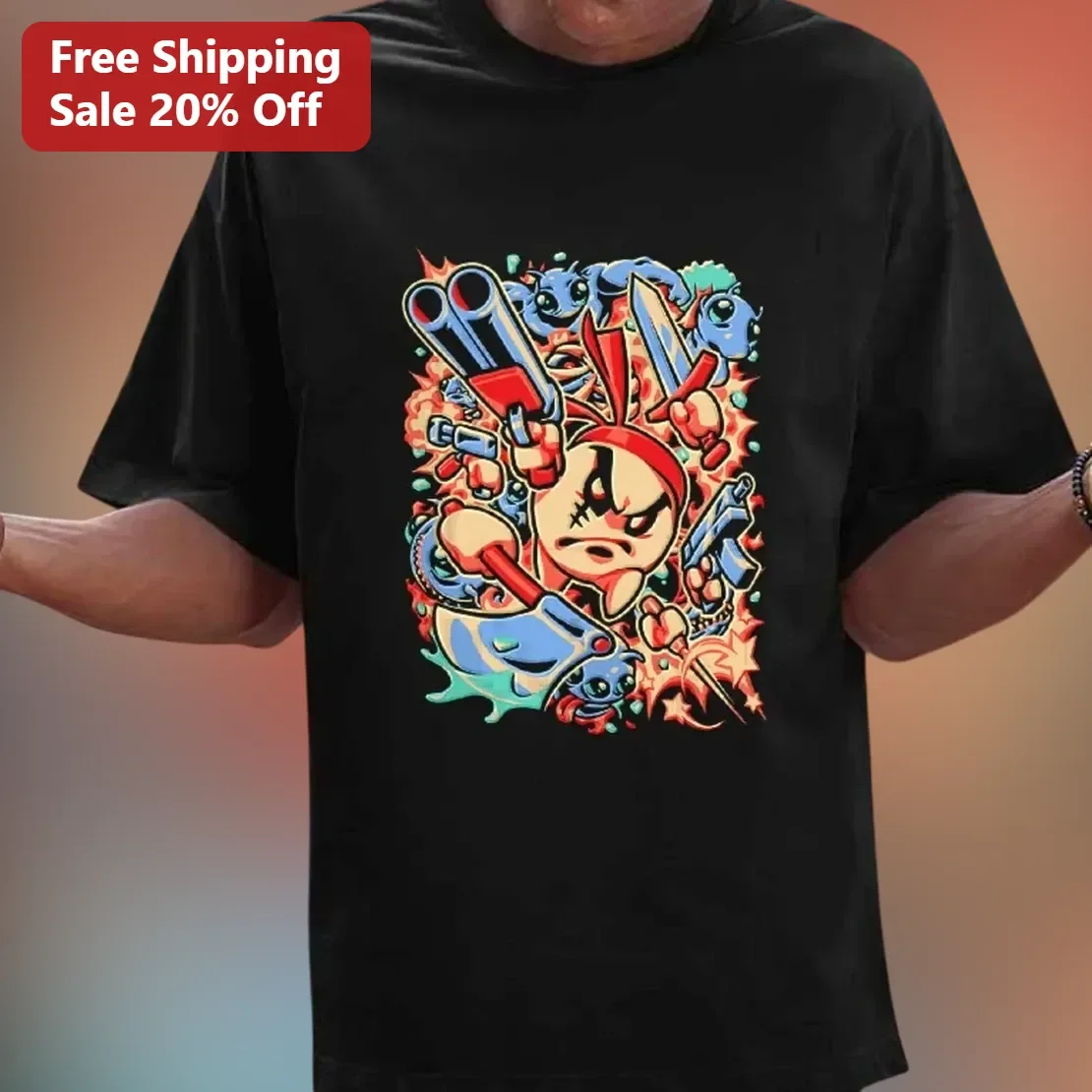 Ninja Tee Angry Comic Book Style Graphic T-Shirt for Men Gamers