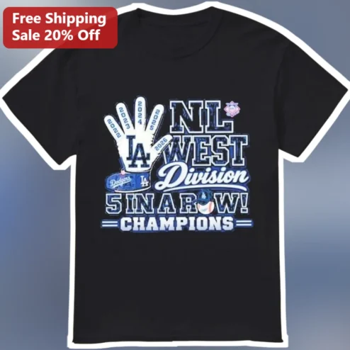 NL West Division 5 In A Row Champions Tee Baseball Fan Gift