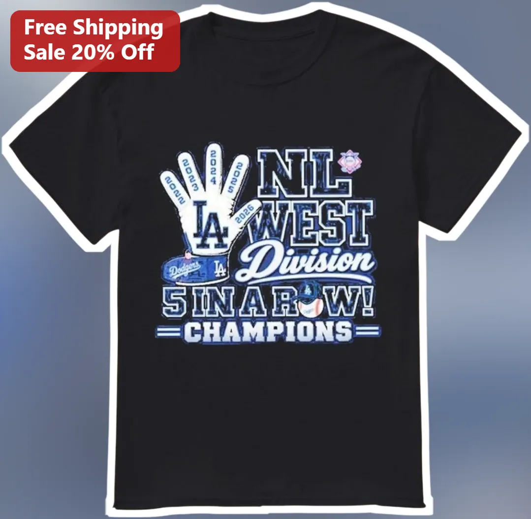 NL West Division 5 In A Row Champions Tee Baseball Fan Gift