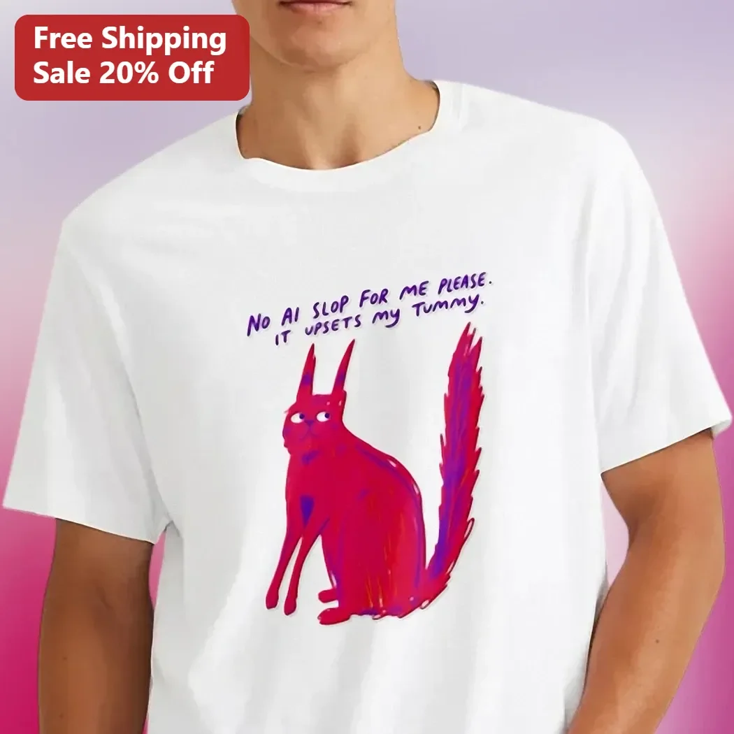 No AI Slop For Me Please It Upsets My Tummy Anti-AI Humor Graphic Tee for Tech Workers