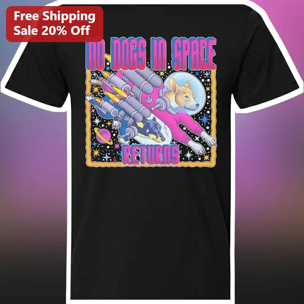 No Dogs in Space Returns Retro Astronaut Dog Graphic Tee
