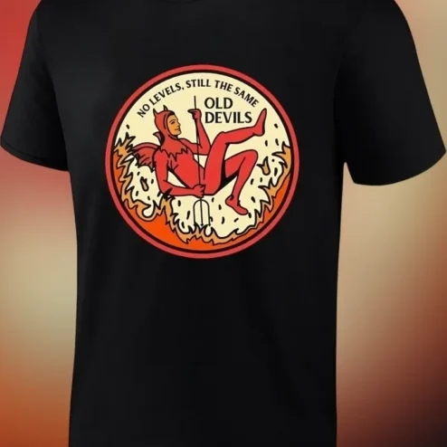 No Levels Still The Same Old Devils Gaming Meme Tee Vintage Cartoon Style Funny Gamer Shirt