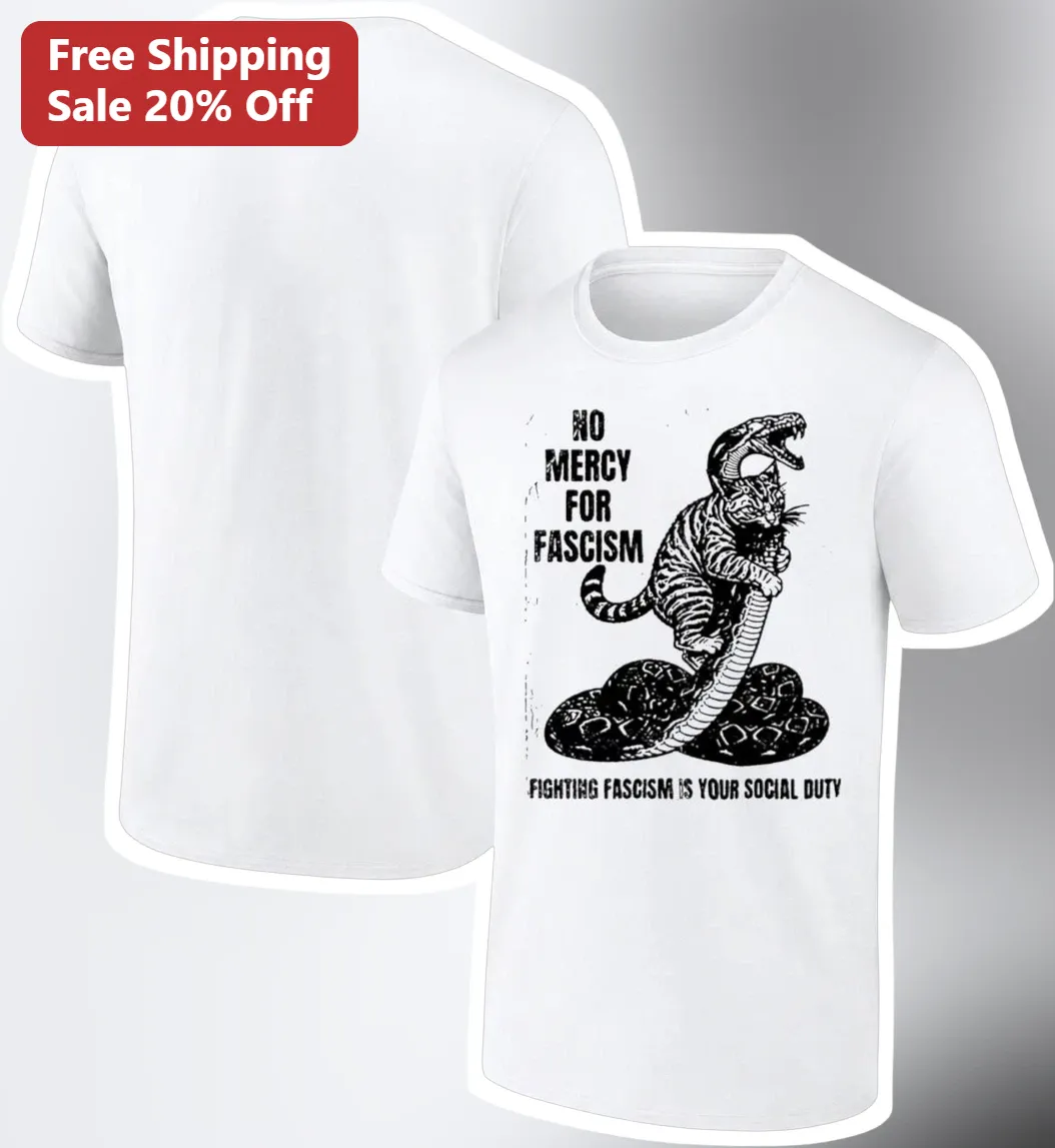 No Mercy For Fascism Fighting Social Duty Anti-Fascist Punk Protest Graphic Tee