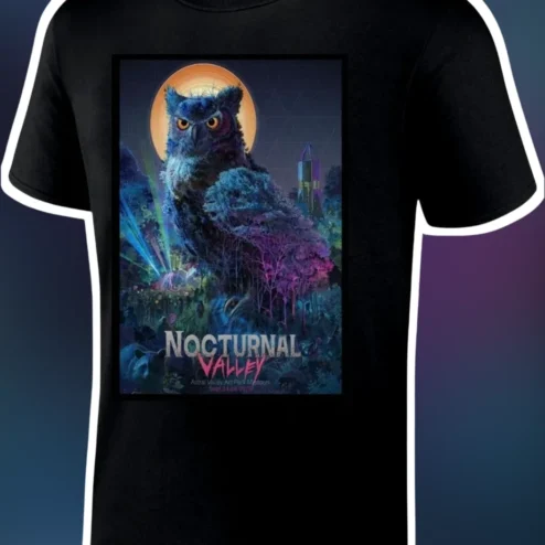 Nocturnal Valley Festival Merch Psychedelic Owl Tee EDM Rave Music Shirt