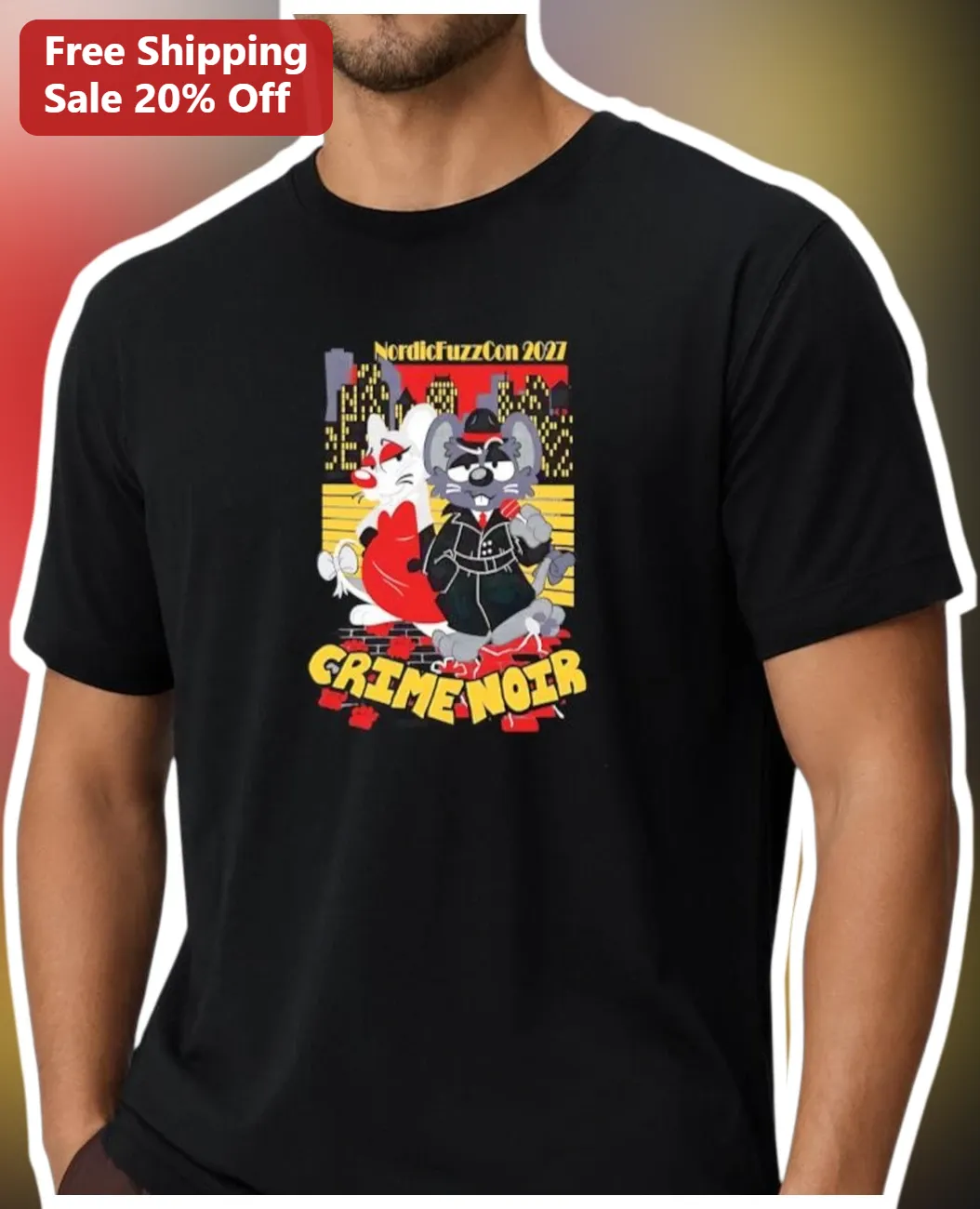 NordicFuzzCon 2027 Crime Noir Graphic Tee Furry Convention Merch
