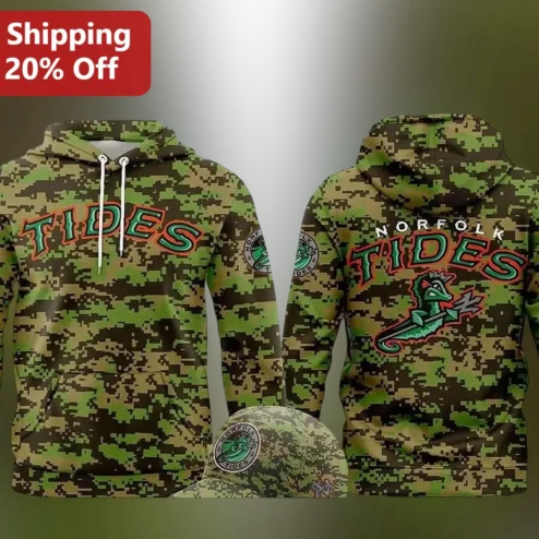 Norfolk Tides Digital Camo Hoodie Baseball Team Apparel