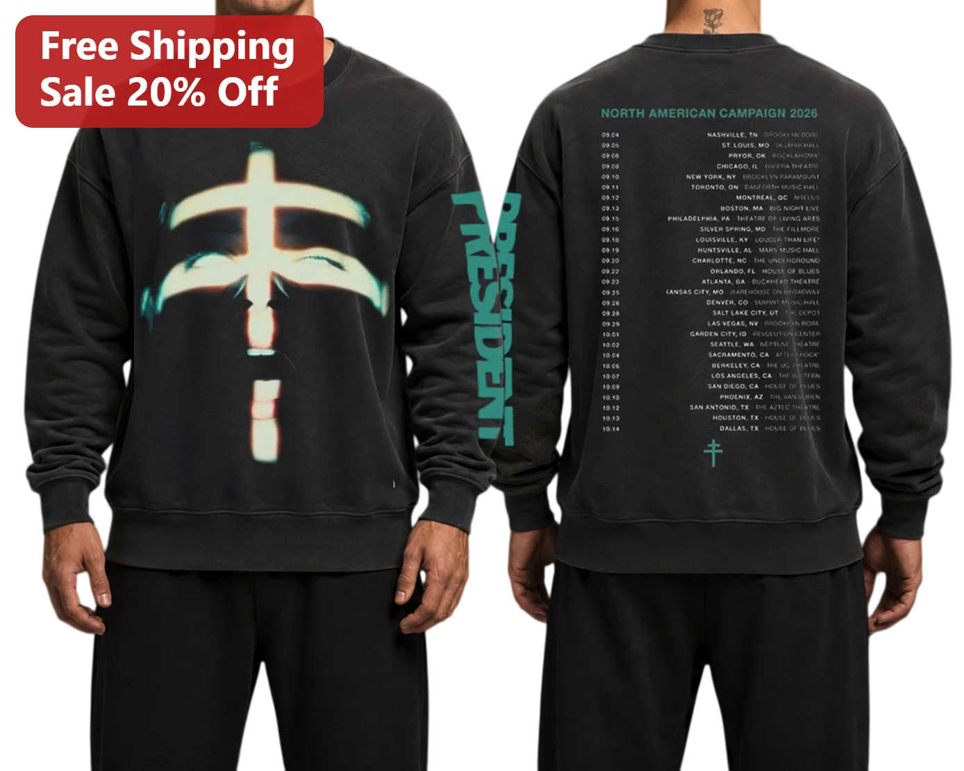 North American Campaign 2026 President Sweatshirt Twenty One Pilots Tour Merch