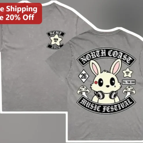 North Coast Music Festival Tee Till The End NCMF Psychedelic Rabbit EDM Concert Shirt