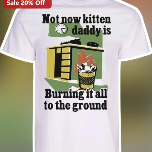 Not Now Kitten Daddy Is Burning It All To The Ground Meme Tee Gift For Cat Owners