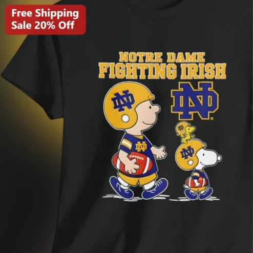 Notre Dame Fighting Irish Tee Charlie Brown Snoopy Woodstock College Football Game Day Fan Gift