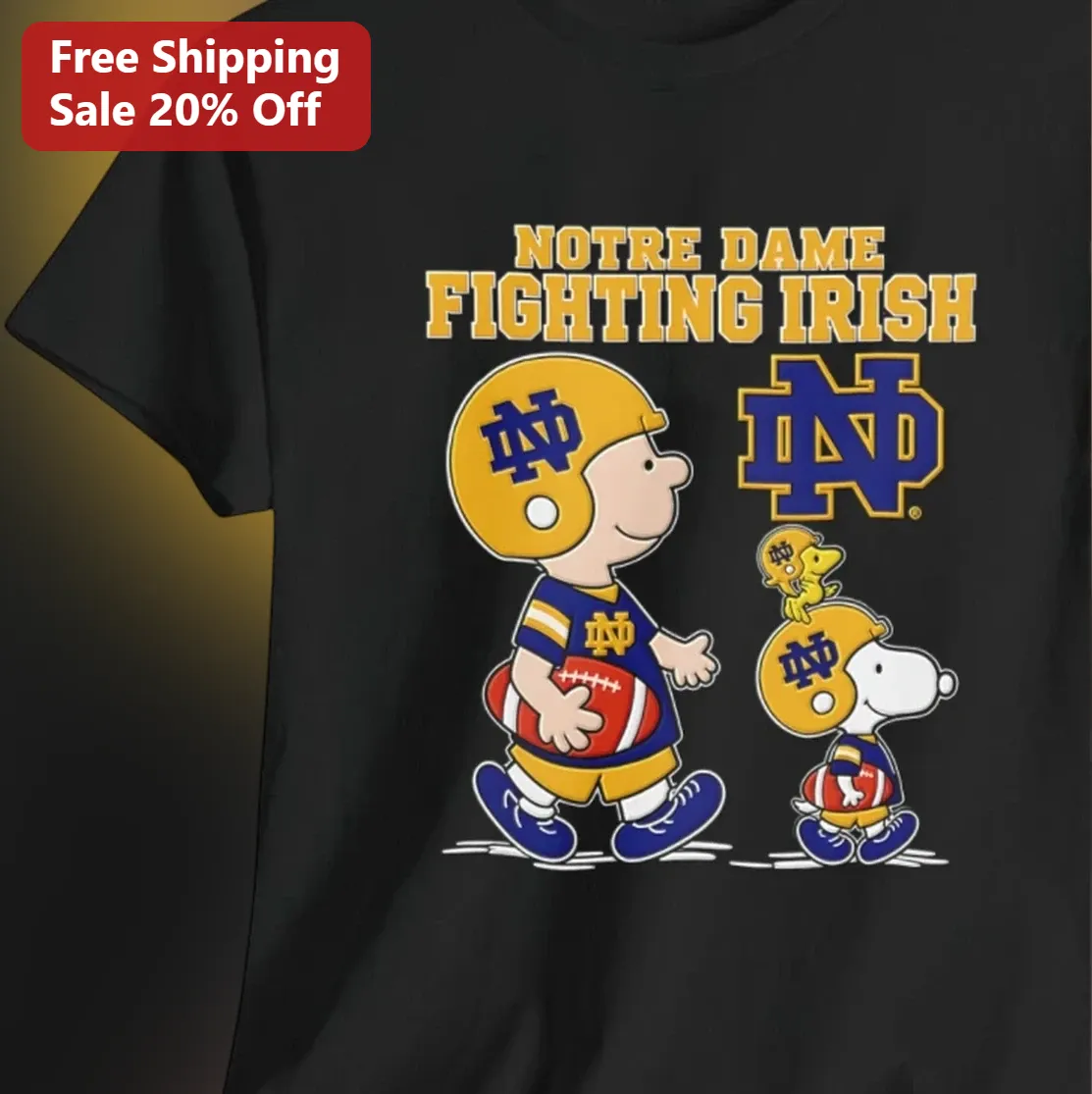 Notre Dame Fighting Irish Tee Charlie Brown Snoopy Woodstock College Football Game Day Fan Gift