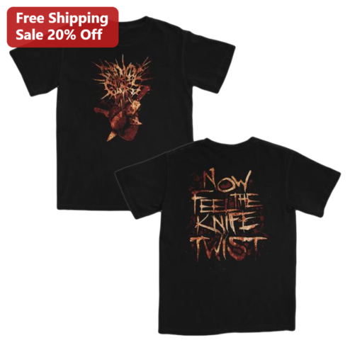 Now Feel The Knife Twist Tee Death Metal Bleeding Heart Band Shirt Thrash Heavy Metal Music Merch