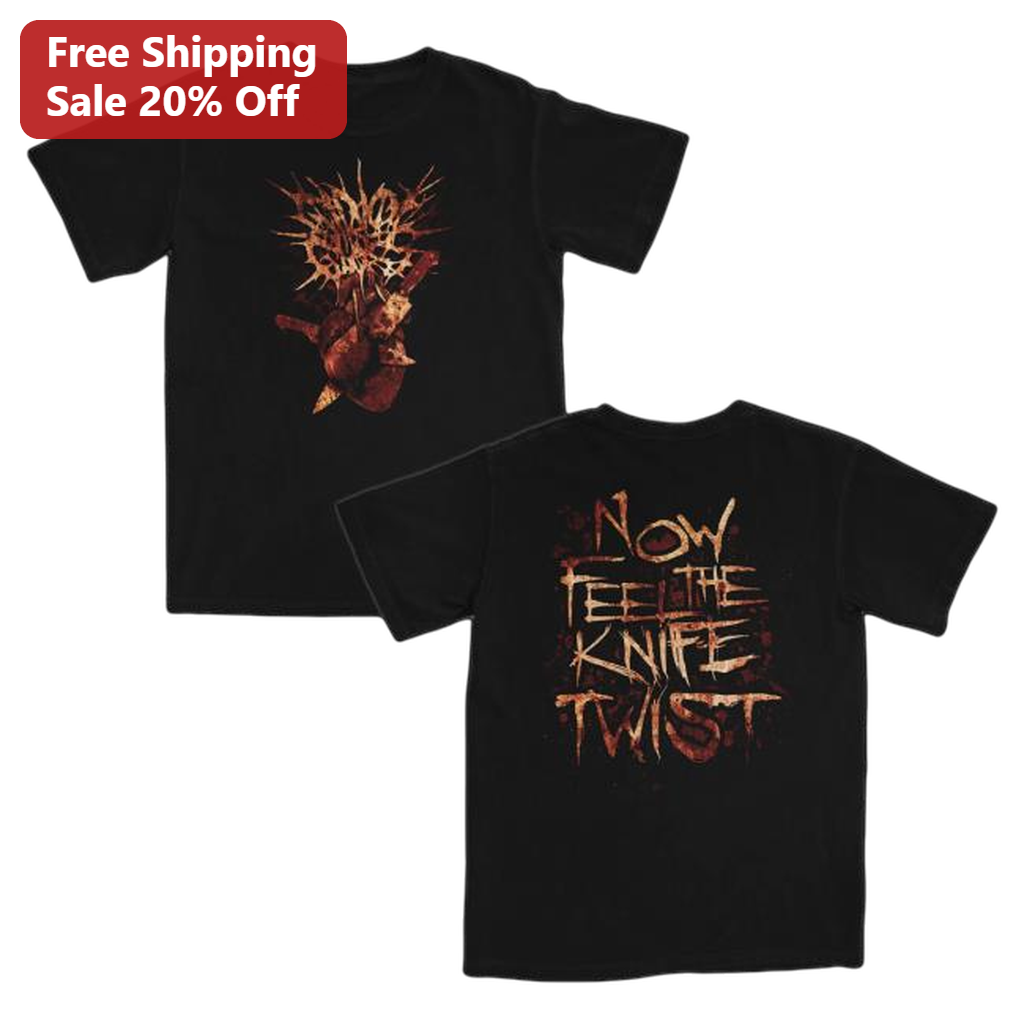 Now Feel The Knife Twist Tee Death Metal Bleeding Heart Band Shirt Thrash Heavy Metal Music Merch