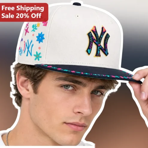 NY Cap Colorful Graffiti Embroidered Snapback Hat Streetwear Baseball Style