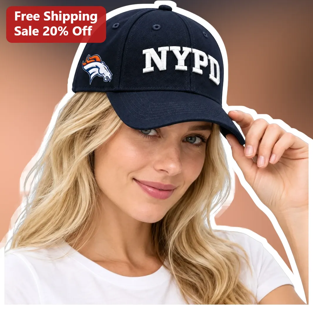 NYFD Cap Navy Blue Baseball Hat with Denver Broncos Logo Embroidered Fire Department Fan Gear