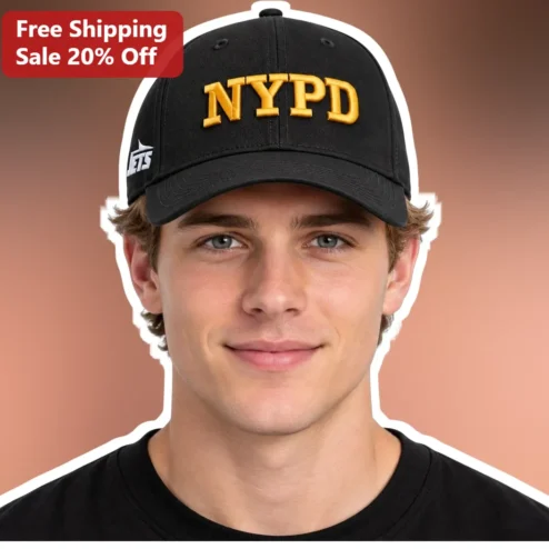 NYPD Cap Black Baseball Hat Gold Embroidered Police Department Headwear for Men Women