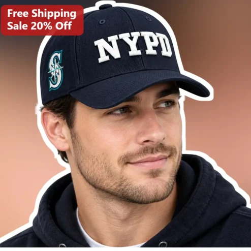 NYPD Cap Navy Blue Baseball Hat with White Embroidered Lettering for Police Officers and Law Enforcement Fans