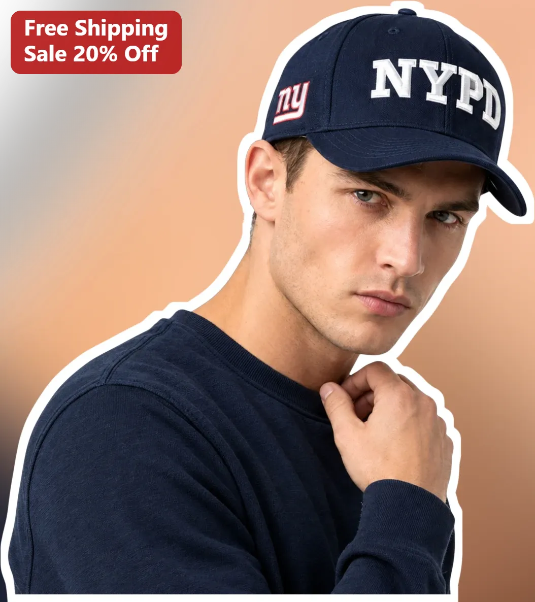 NYPD Cap Navy Blue Embroidered Baseball Hat with NY Giants Logo Patch for Men Women Law Enforcement Fans