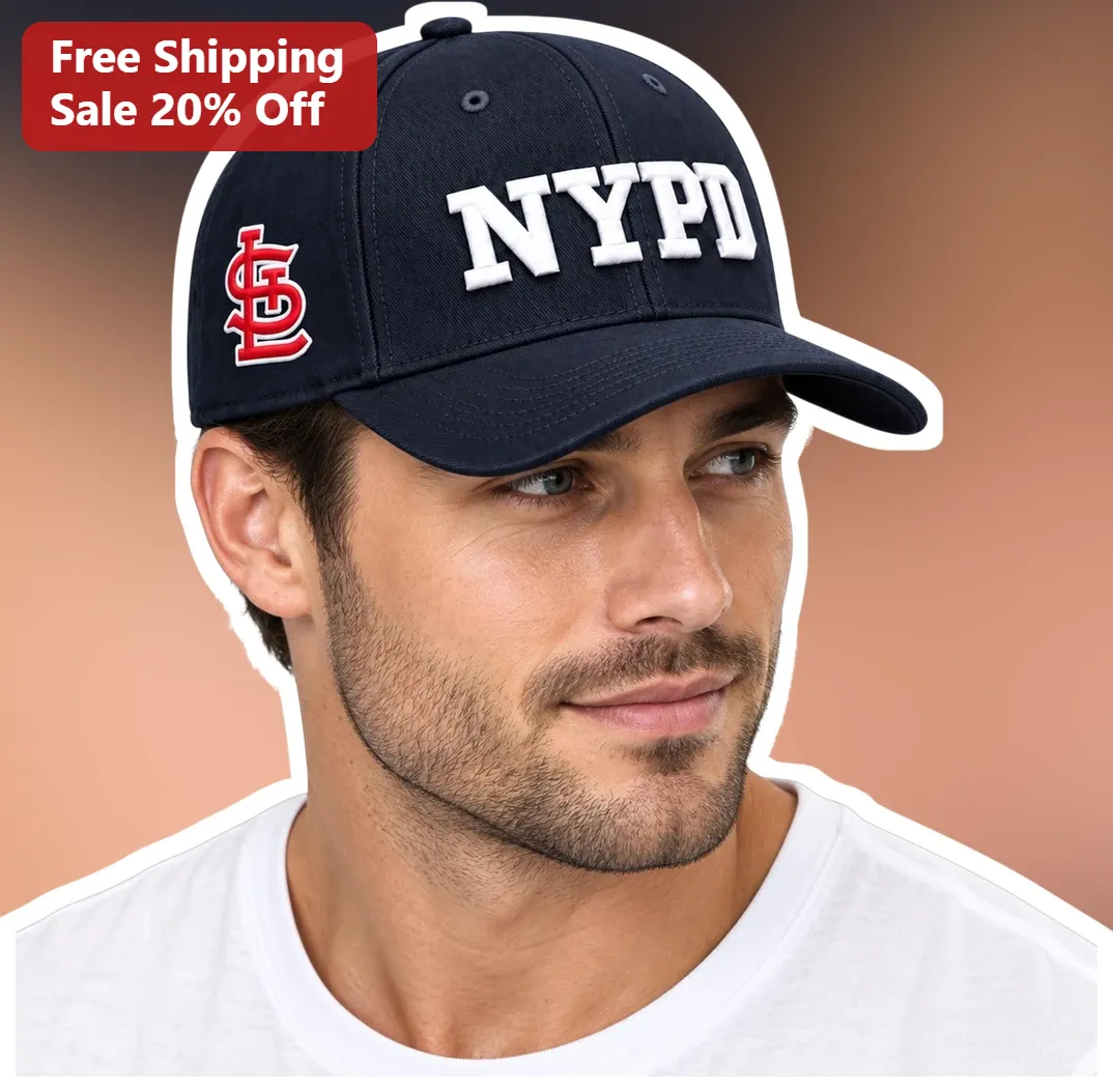 NYPD Cap Navy Blue Embroidered Baseball Hat with St. Louis Cardinals Logo for Men Women Sports Fans
