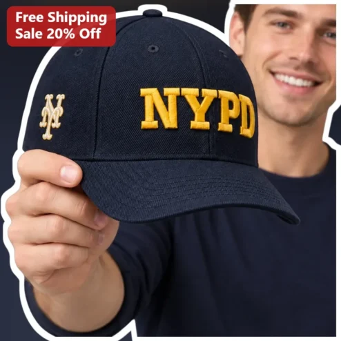 NYPD Hat Navy Blue Baseball Cap Gold Embroidered Logo Law Enforcement Gift for Police Officers