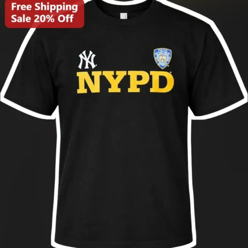 NYPD Tee New York Police Department Shield and Yankees Logo Graphic T-Shirt for Men Women