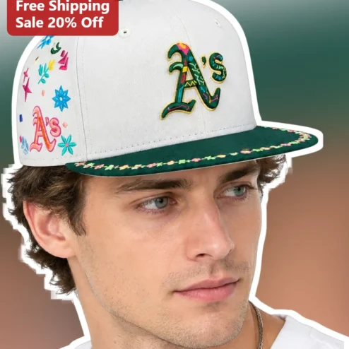 Oakland Athletics A's Tropical Floral Embroidered Baseball Cap
