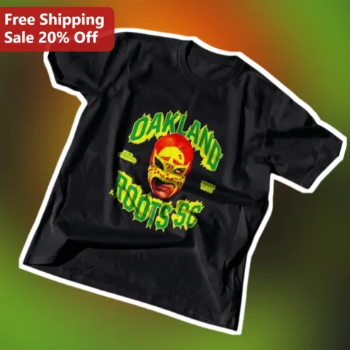 Oakland Roots SS Lucha Mask Graphic Tee Black Short Sleeve Soccer Fan Shirt