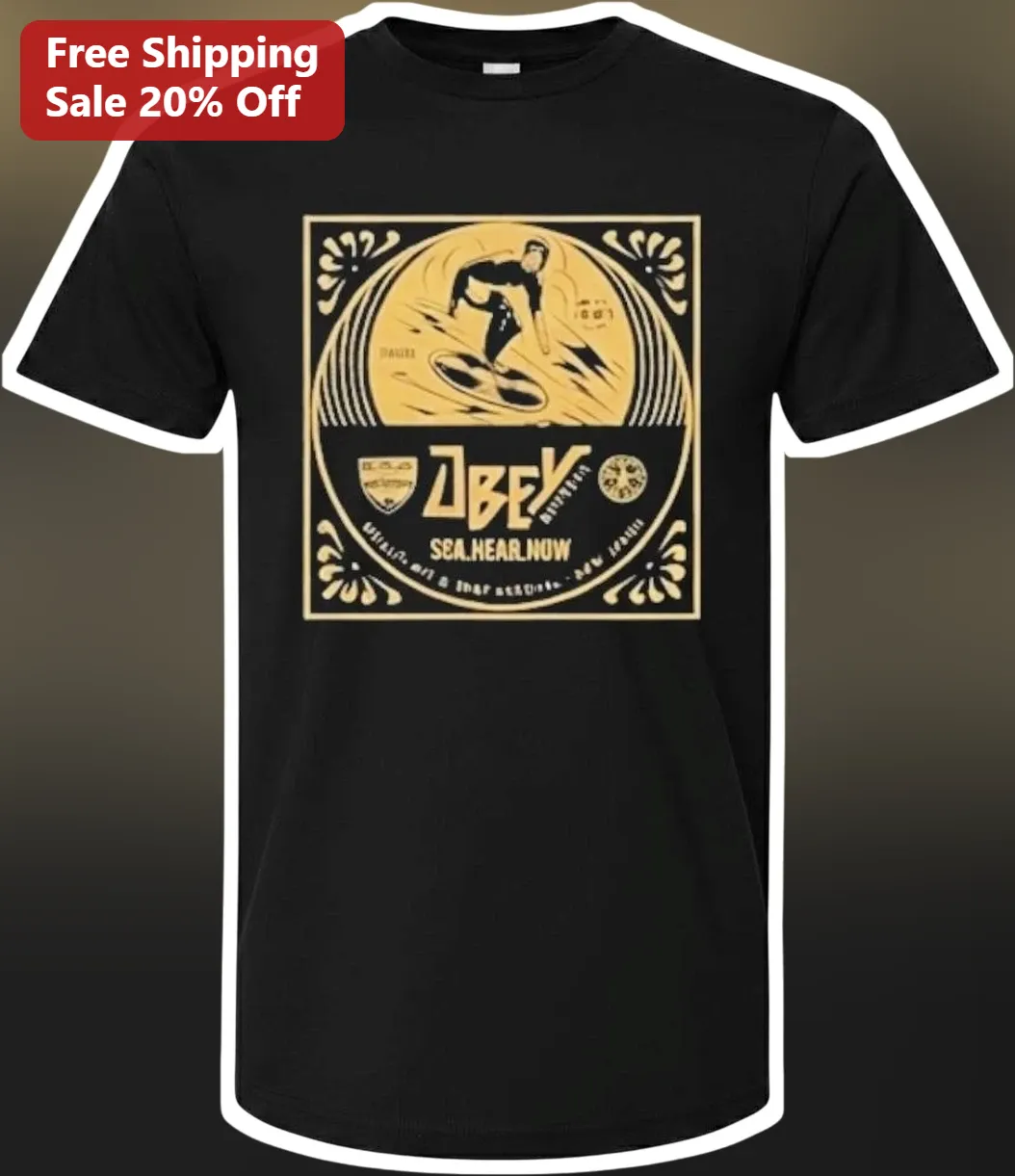 OBEY x Sea.Hear.Now Collab Tee Vintage Surfer Graphic Streetwear Shirt