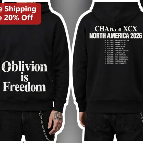 Oblivion is Freedom Charli XCX Hoodie Black Distressed Pop Music Fan Apparel