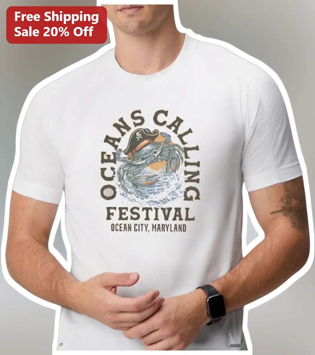 Oceans Calling Festival Ocean City Maryland Tee Vintage Pirate Crab Graphic Shirt