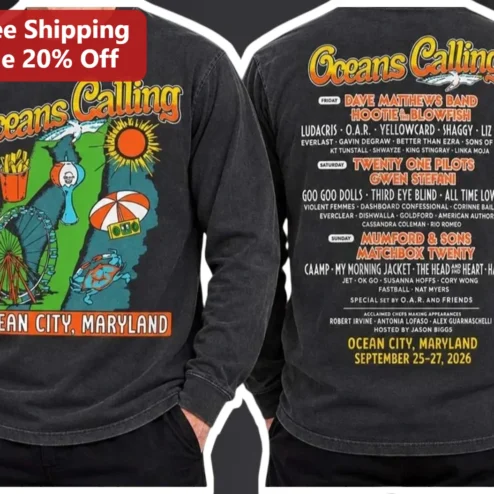 Oceans Calling Ocean City Maryland Long Sleeve Tee Music Festival Apparel
