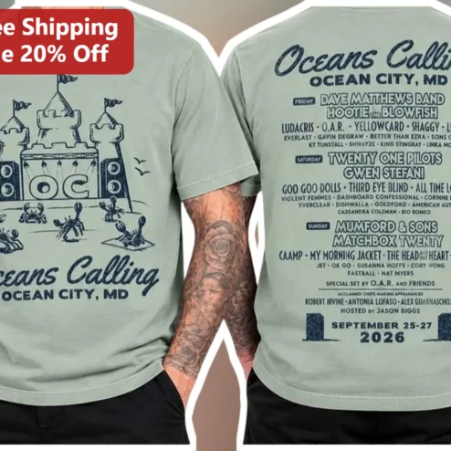 Oceans Calling Ocean City MD Tee Festival Merch Music Lineup Shirt