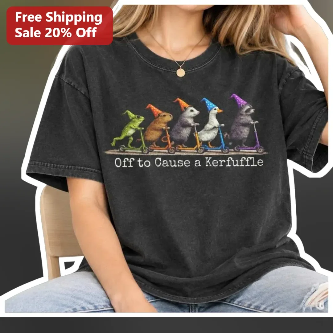 Off to Cause a Kerfuffle Tee Funny Animal Party Graphic Shirt