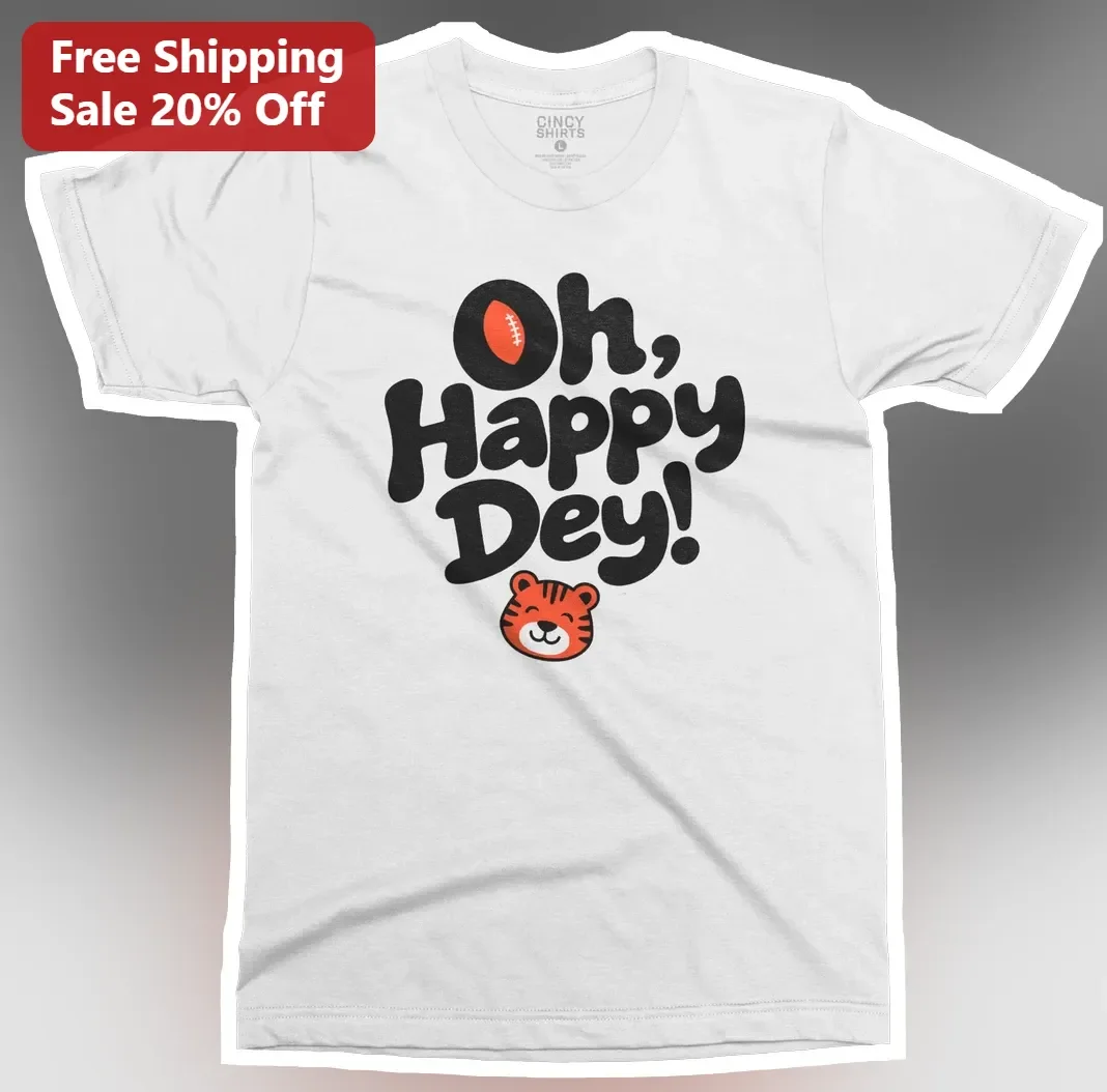 Oh Happy Dey UC Bearcats Tiger Mascot Football Fan Graphic Tee