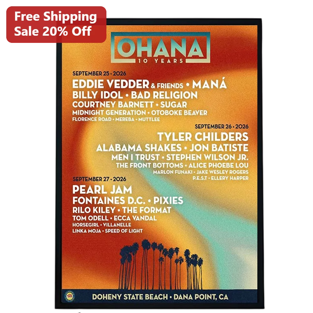 Ohana Festival 10 Years Doheny State Beach Dana Point CA Poster