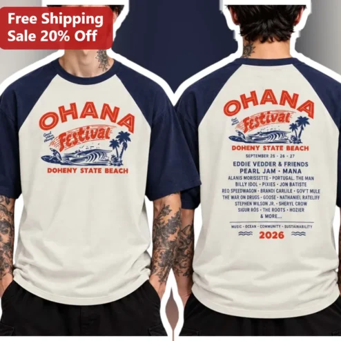 OHANA Festival Doheny State Beach Music Ocean Community Sustainability Vintage Surf Raglan Tee