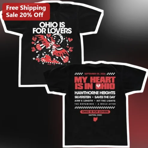 Ohio Is For Lovers My Heart Is In Ohio Tee Emo Rock Band Nostalgia Graphic Shirt Gift
