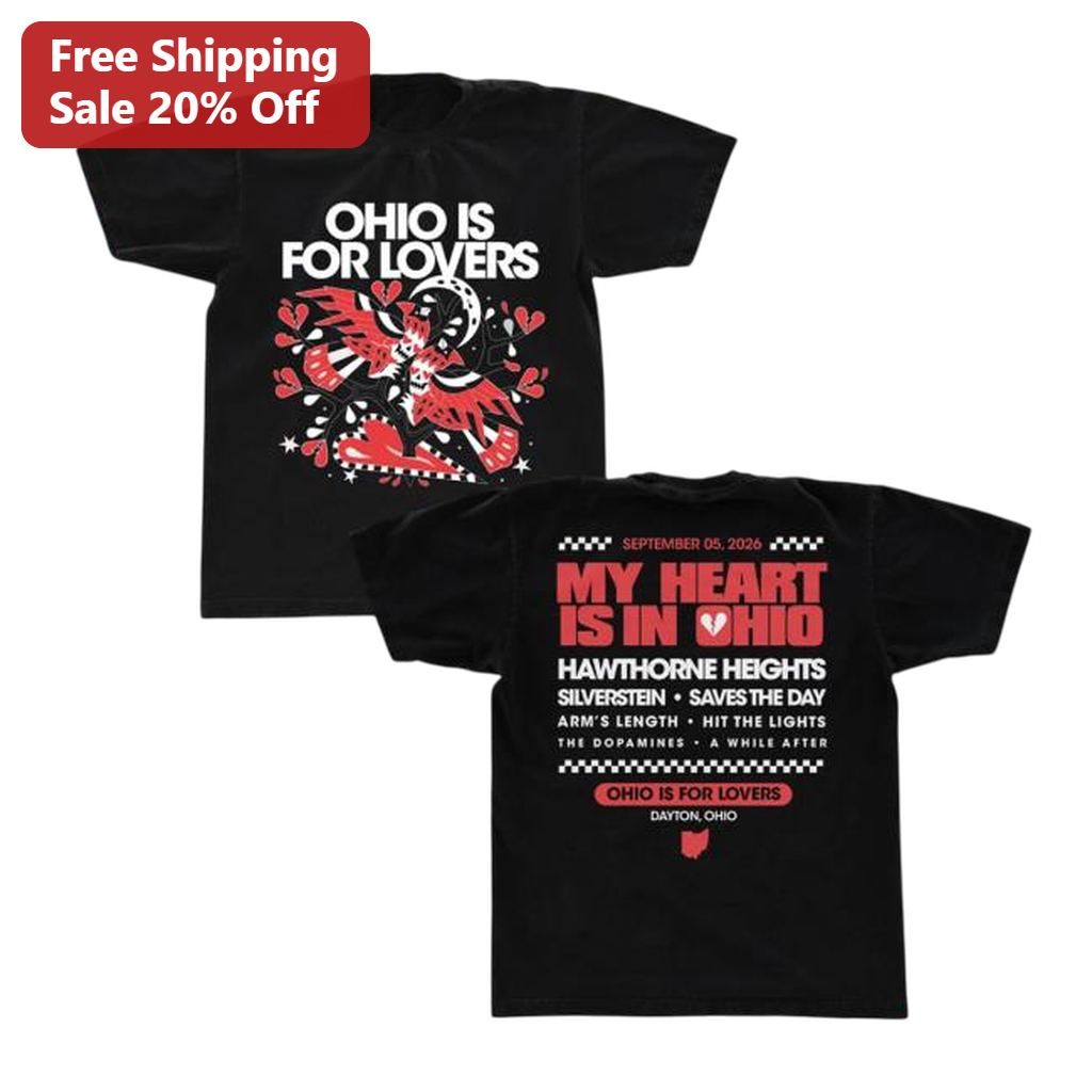 Ohio Is For Lovers Tee Hawthorne Heights My Heart Is In Ohio Emo Band Concert Tour Shirt