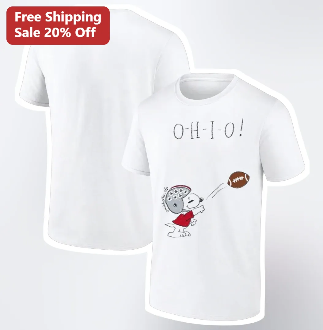 Ohio O-H-I-O Snoopy Football Tee Game Day Buckeye State Sports Fan Graphic Shirt