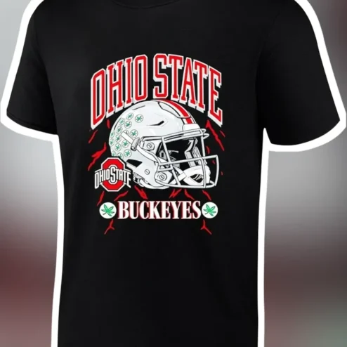 Ohio State Buckeyes Football Helmet Graphic Tee for Men Women College Fans
