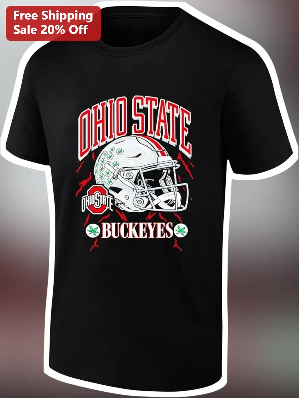 Ohio State Buckeyes Football Helmet Graphic Tee for Men Women College Fans