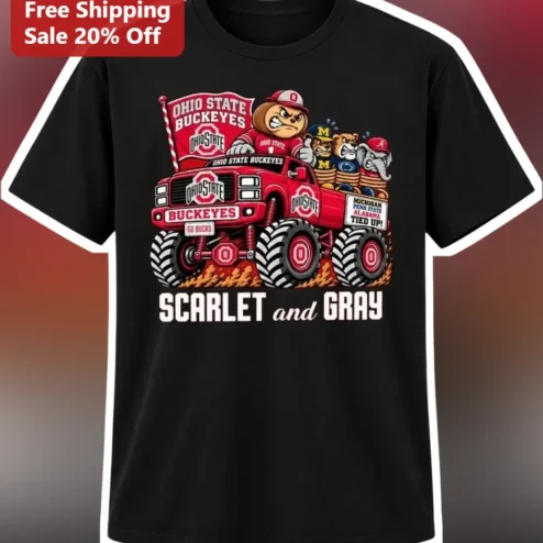 Ohio State Buckeyes Scarlet and Gray Brutus Monster Truck Tee