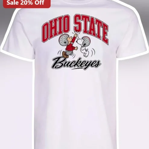 Ohio State Buckeyes Snoopy Charlie Brown Football Helmet High Five Graphic Tee