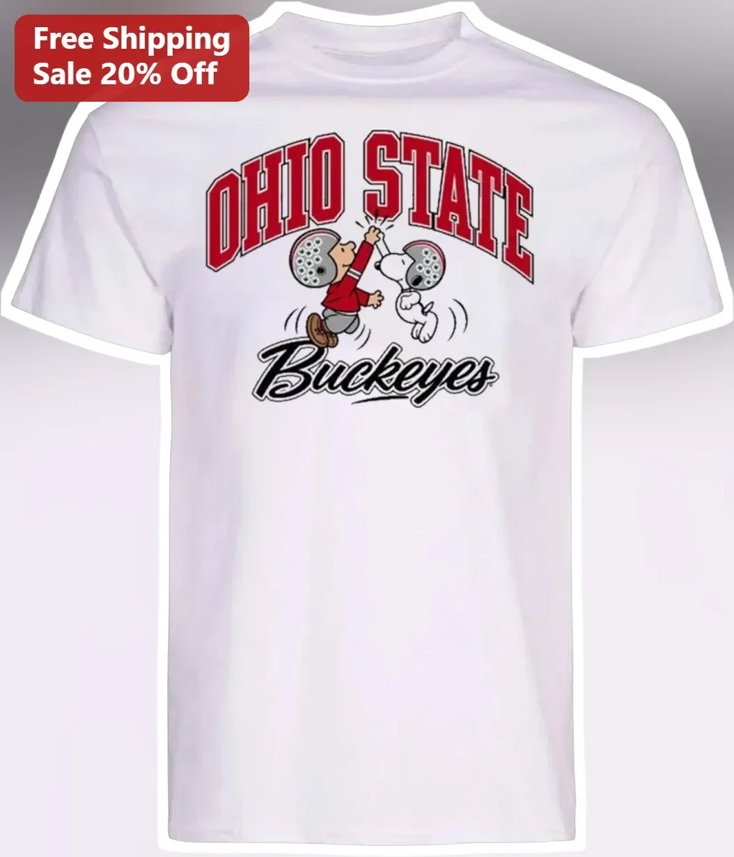Ohio State Buckeyes Snoopy Charlie Brown Football Helmet High Five Graphic Tee