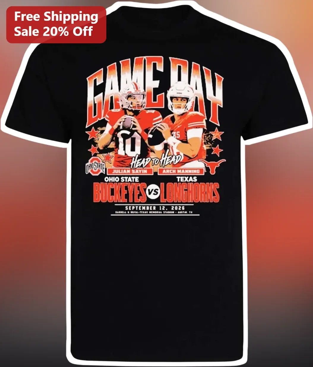 Ohio State Buckeyes vs Texas Longhorns Game Day Head to Head Tee