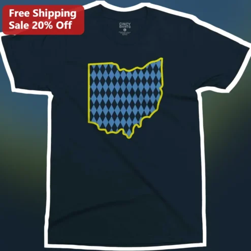 Ohio State Graphic Tee Buckeye State Pride Navy Blue Diamond Pattern Shirt