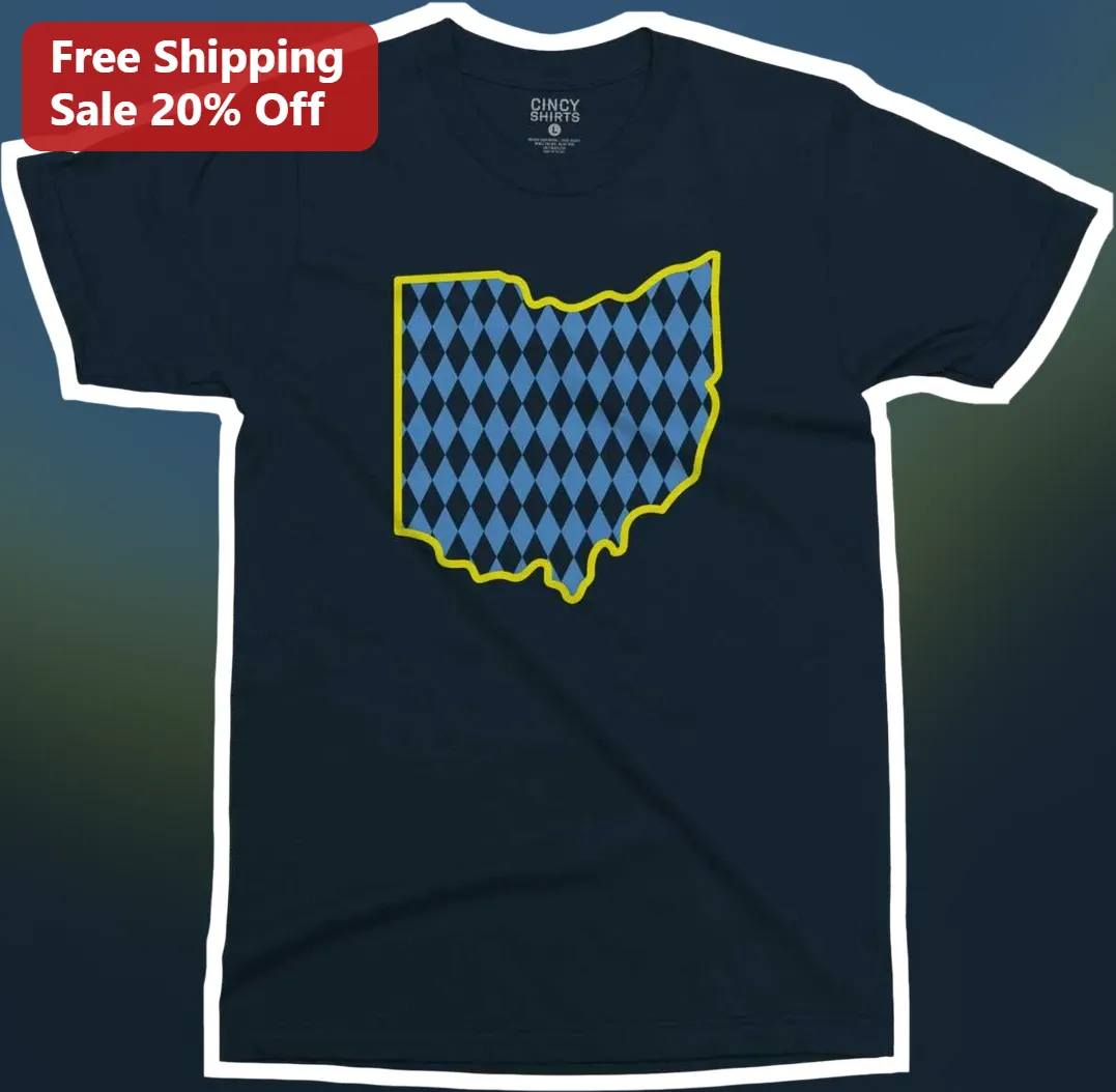 Ohio State Graphic Tee Buckeye State Pride Navy Blue Diamond Pattern Shirt