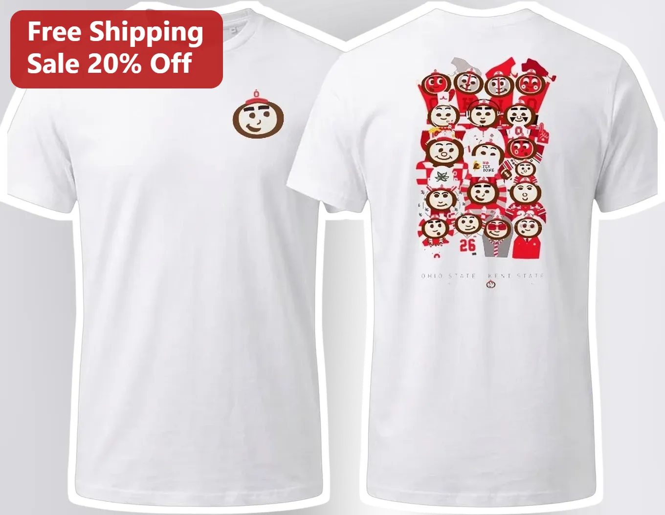 Ohio State Kent State Block O Mascot Graphic Tee for College Football Fans
