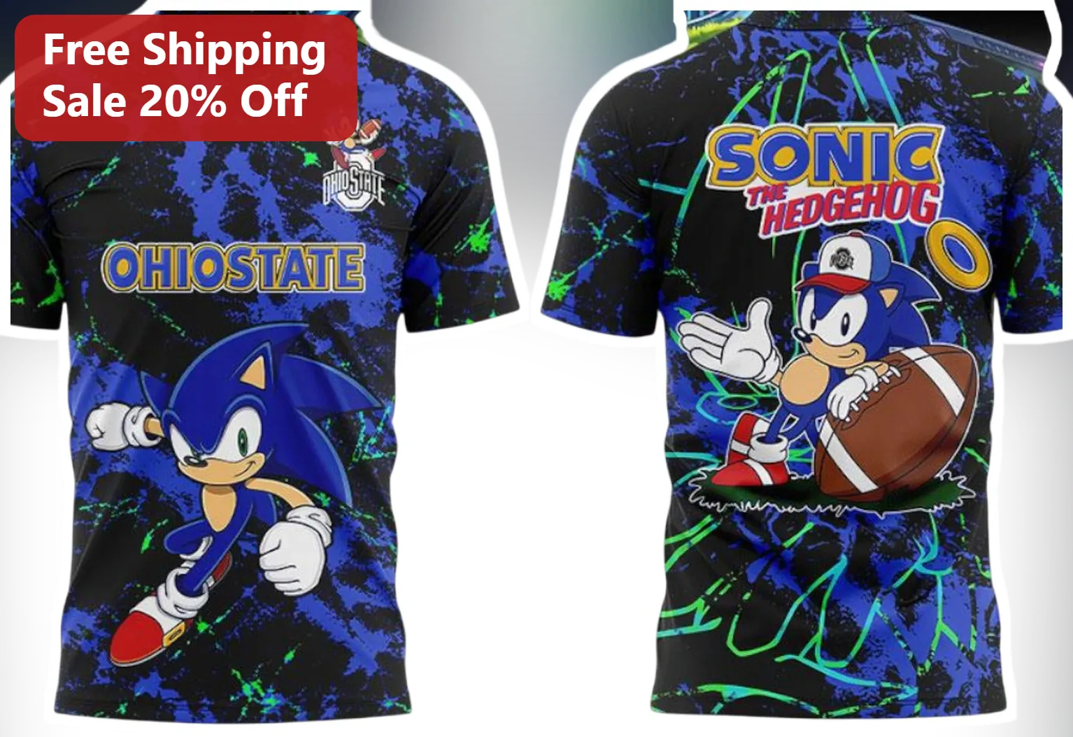 Ohio State Sonic The Hedgehog Tee Buckeyes Gamer College Football Fan Shirt