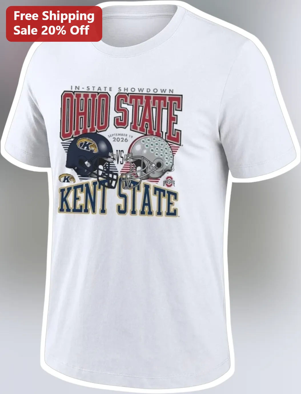 Ohio State Vs Kent State In-State Showdown Retro Football Helmet Graphic Tee